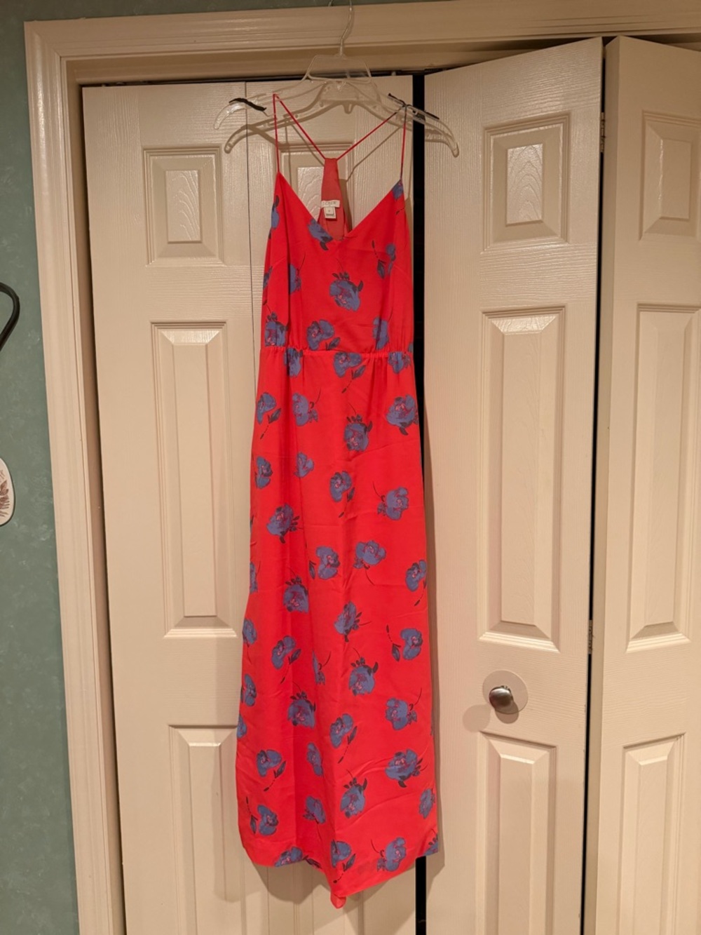 J. Crew Coral Slip Dress with Thin Straps, Side Slits